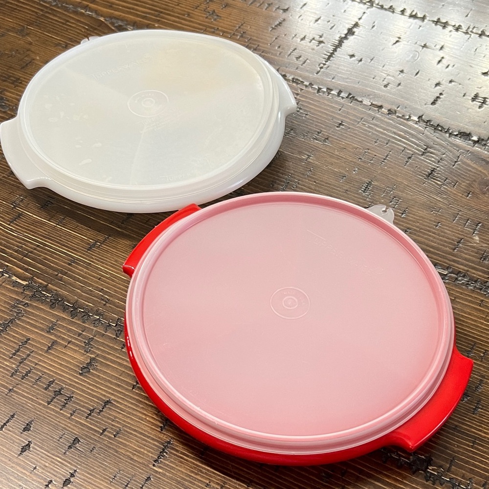 Tupperware Red and White Divided Trays with Lids.